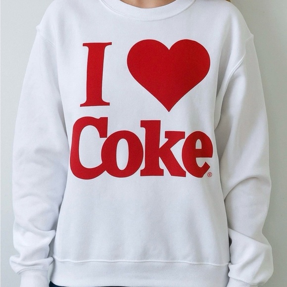 Coca Cola Tops - I Love Coke Coca Cola White and Red Crew Neck Sweatshirt NWT Size M